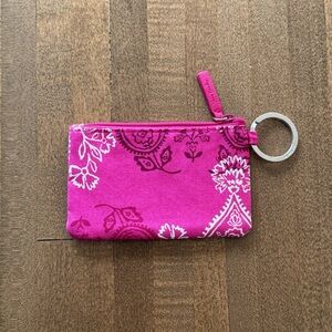Vera Bradley Pink Zip ID Case in Stamped Paisley